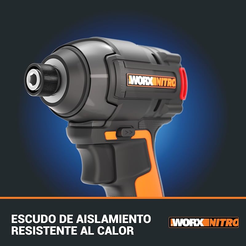 WX265 Atornillador de Impacto Nitro 20V Brushless 200Nm, 3 Velocidades, 2 Modos, 2 Baterías 2Ah, para Metal, Madera y Automoción