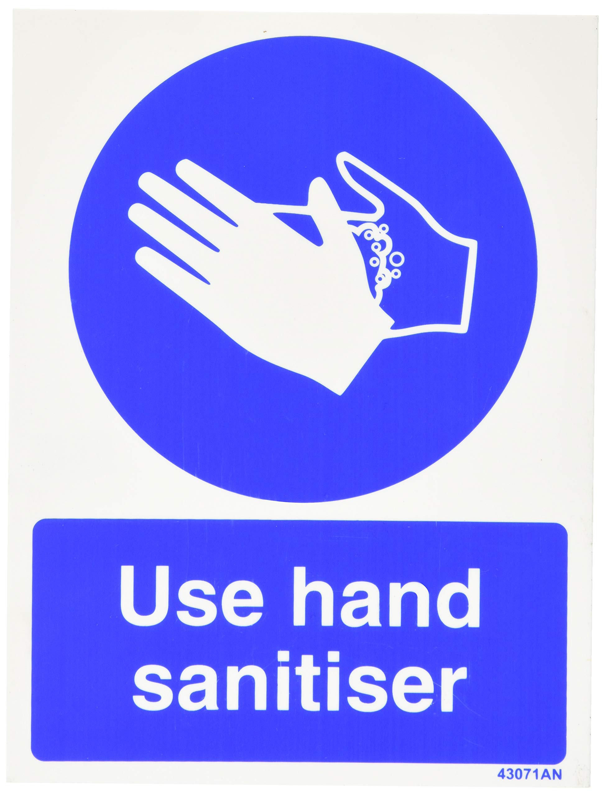 V Safety Use Hand Sanitiser Sign - Portrait - 150mm x 200mm - 1mm Rigid Plastic, Blue, 43071AN-R — image 1