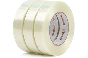goStaunch Filament Strapping Tape (1" x 60 yds, Pack of 3) Transparent 5.5mil Reinforced Fiberglass Tape - Synthetic PET Adhesive Heavy Duty