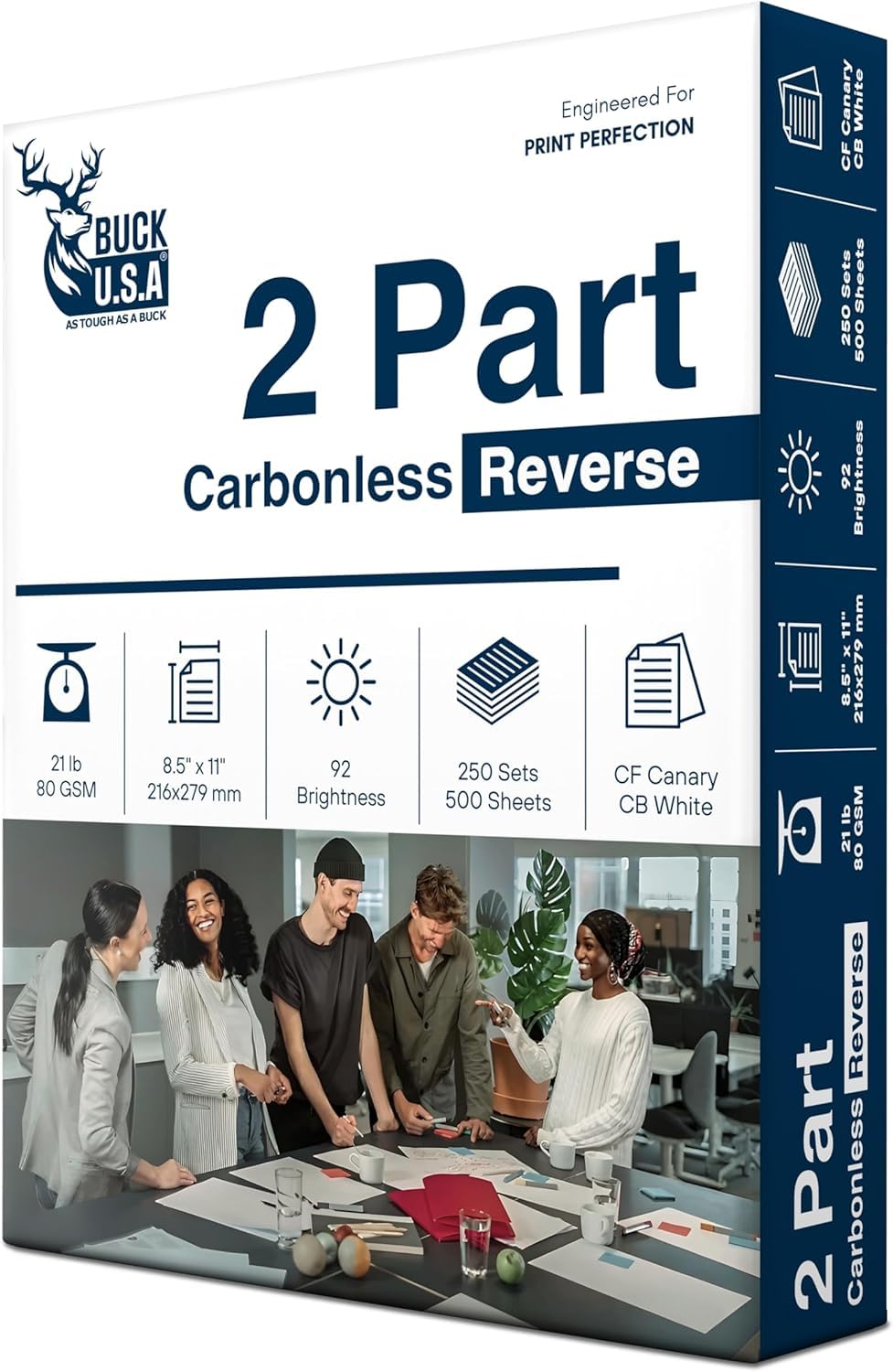 Photo 1 of 2 Part Reverse NCR Carbonless Paper (5887), 8.5" x 11" Collated Paper, 1 Ream, 250 Sets, 500 Sheets, 92 Bright, CF Canary/CB White - Ideal for Laser & Digital Printers & Perfect for Quality Duplicates