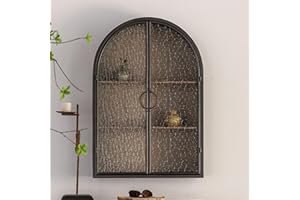 Arched Storage Display Cabinet, Arched Cabinet with Glass Doors, Arched Kitchen Pantry Cabinet, with Glass Doors, for Living 