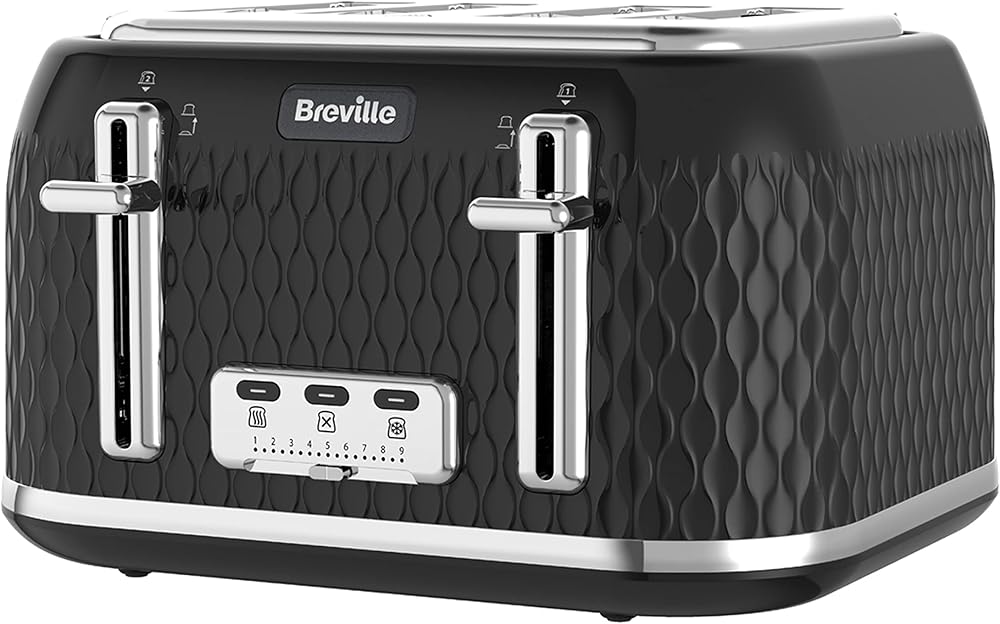 Breville Curve 4 Slice Toaster High Lift Wide Slots Black Chrome VTT786