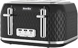 Breville Curve 4 Slice Toaster High Lift Wide Slots Black Chrome VTT786