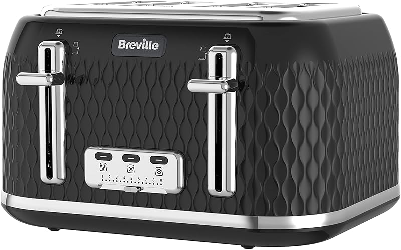 Breville Curve 4 Slice Toaster High Lift Wide Slots Black Chrome VTT786