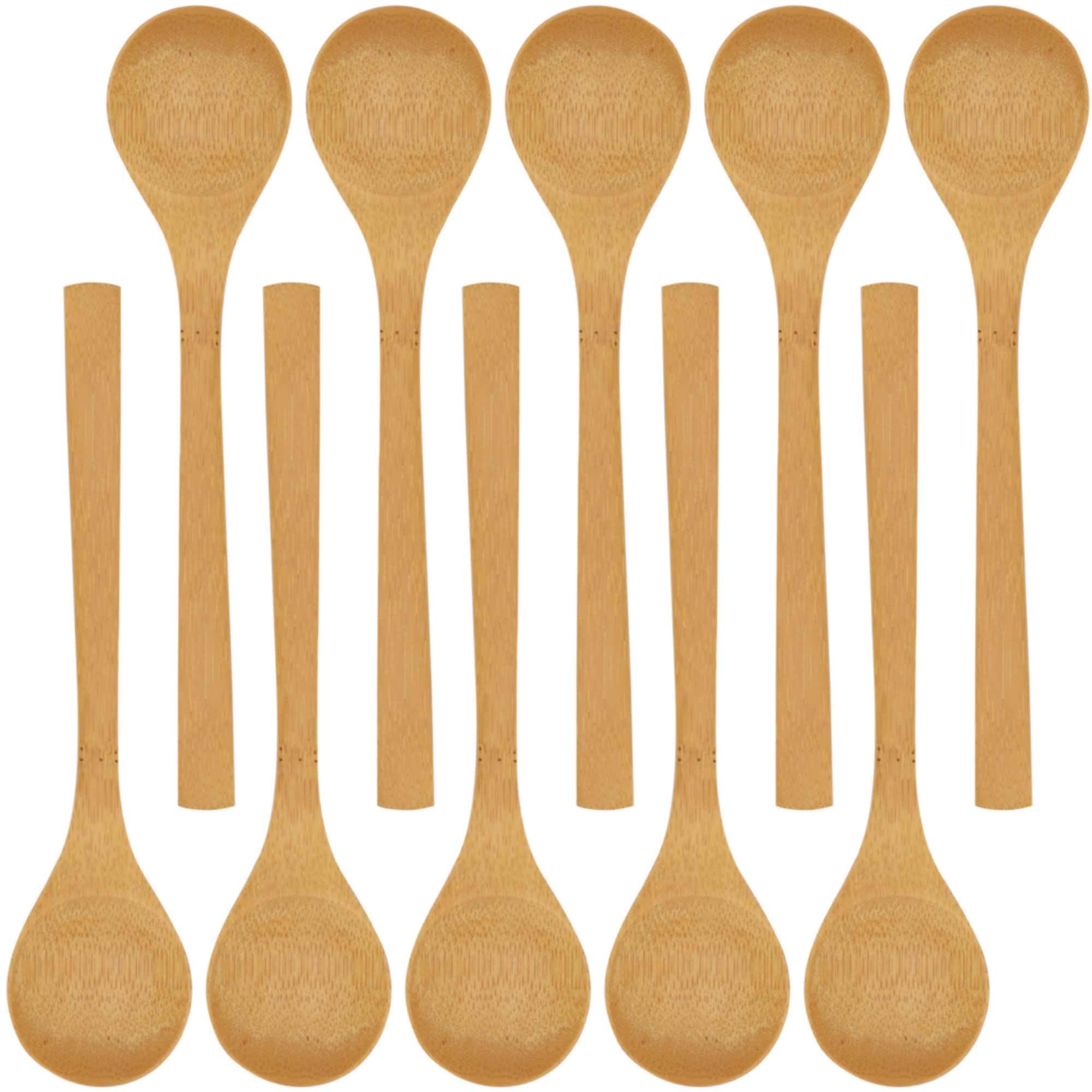 BambooMN 8" Reusable Solid Bamboo Soup Spoon - Dining Flatware - Kitchen Utensils - 10 pcs — image 1