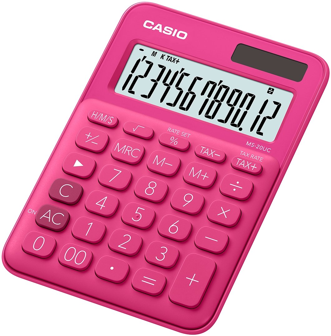 Casio MS-7UC Desktop Calculator 10 Digits in Trendy Colours Tax Calculator Sign Change Solar/Battery Operated