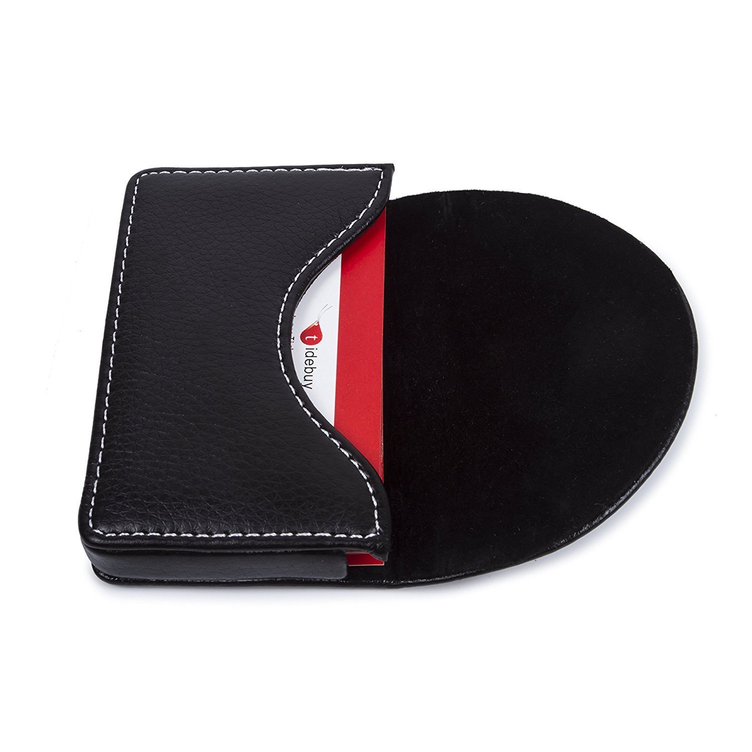 Hamosky Leather Business Name Card Holder Case Wallet Credit Card Book with Magnetic Shut (Black)