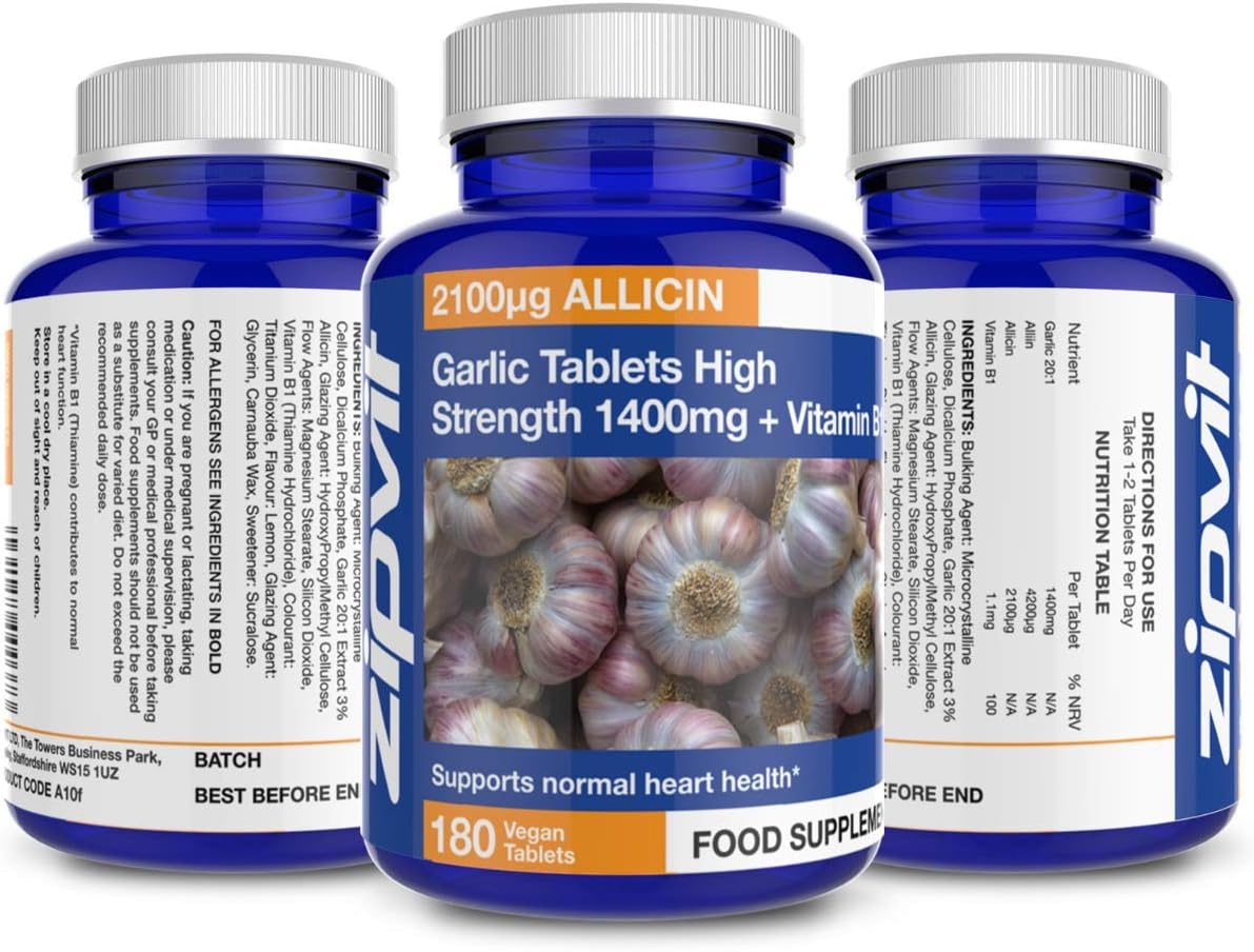 Zipvit Garlic Tablets 2800mg, High Strength Garlic Supplement with Vitamin B1, Provides Allicin & Alliin - Image 5