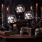 Junkin 3 Set Halloween Gothic Skull DIY Decor Kit, Spooky Table Centerpiece | Totally 31 Pcs, with Glass Domes, Black Roman Bases, Skulls, Spiders, Bones, Eyeballs, Black Moss, for Victorian Home Decor