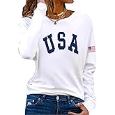 Hilinker Women's Long Sleeve Tops Graphic Tee Casual Loose Crew Neck T Shirts