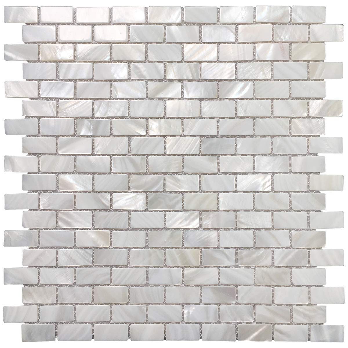Photo 1 of Art3d Mother of Pearl Wall Brick Shell Mosaic for Kitchen Backsplashes, Bathroom Walls, Spa Tile, Pool Tile, 12" x 12"(Pearl White)