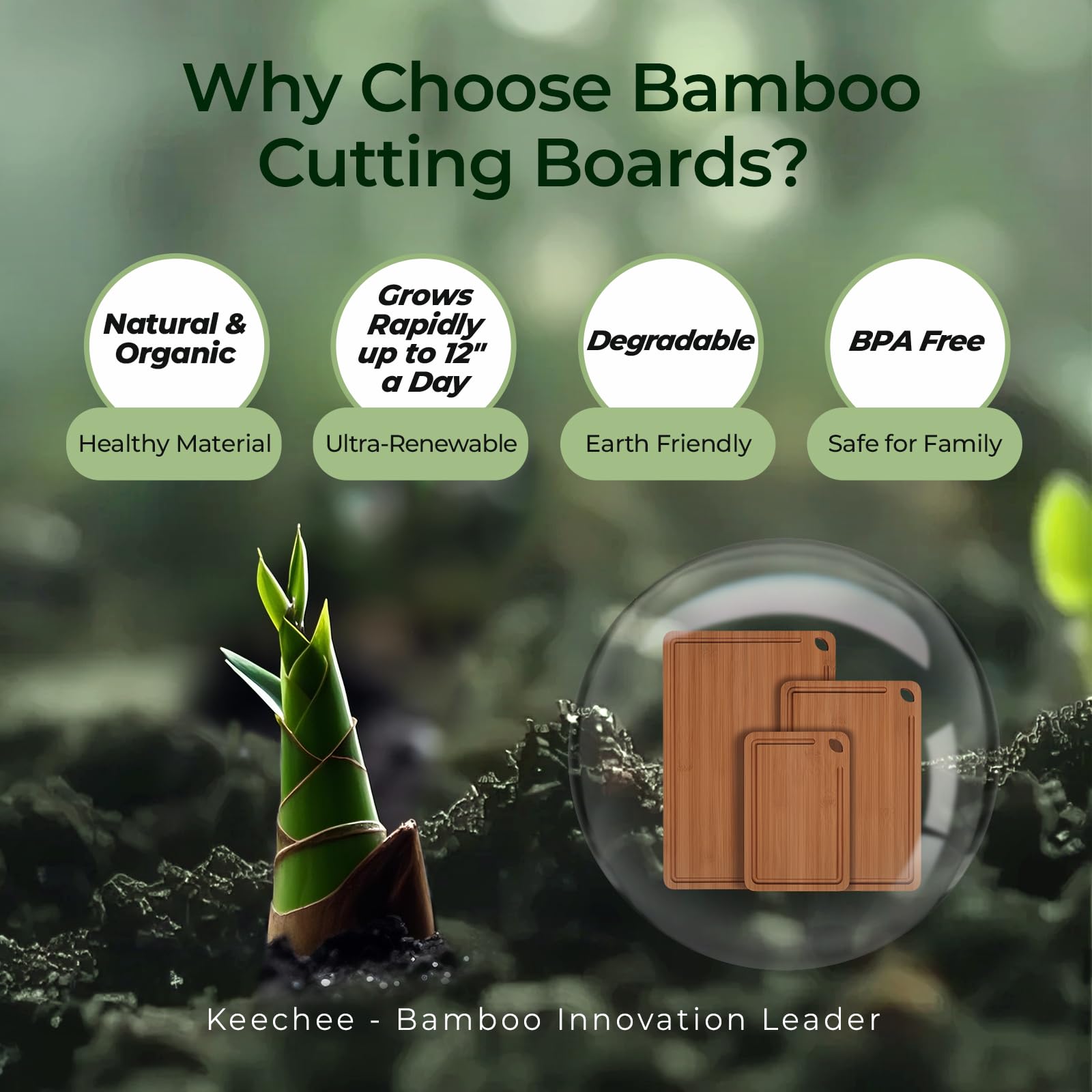 Bamboo Cutting Board, Durable Wood Cutting Boards for Kitchen with Deep Juice Grooves & Built-in Handles, Ideal Charcuterie & Chopping for Meat, Vegetables and Fruits Ideal Kitchen Gifts