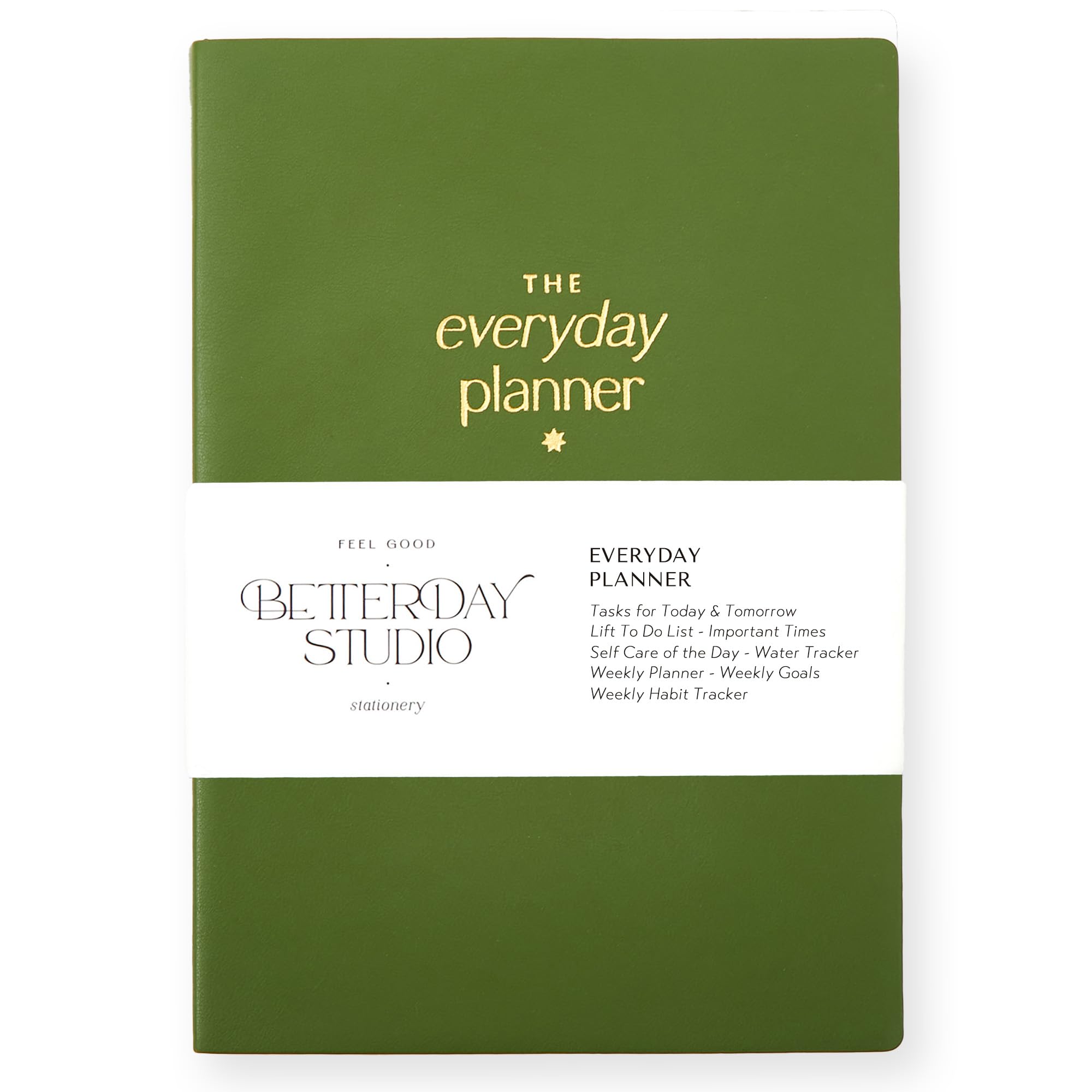 The Everyday Planner Notebook - Task Tracker, Daily & Weekly Planner, Life To Do List Notebook for Work, Productivity, Travel, A5 Notebook with Goals, Gratitude & Self Care Sections - Olive Green