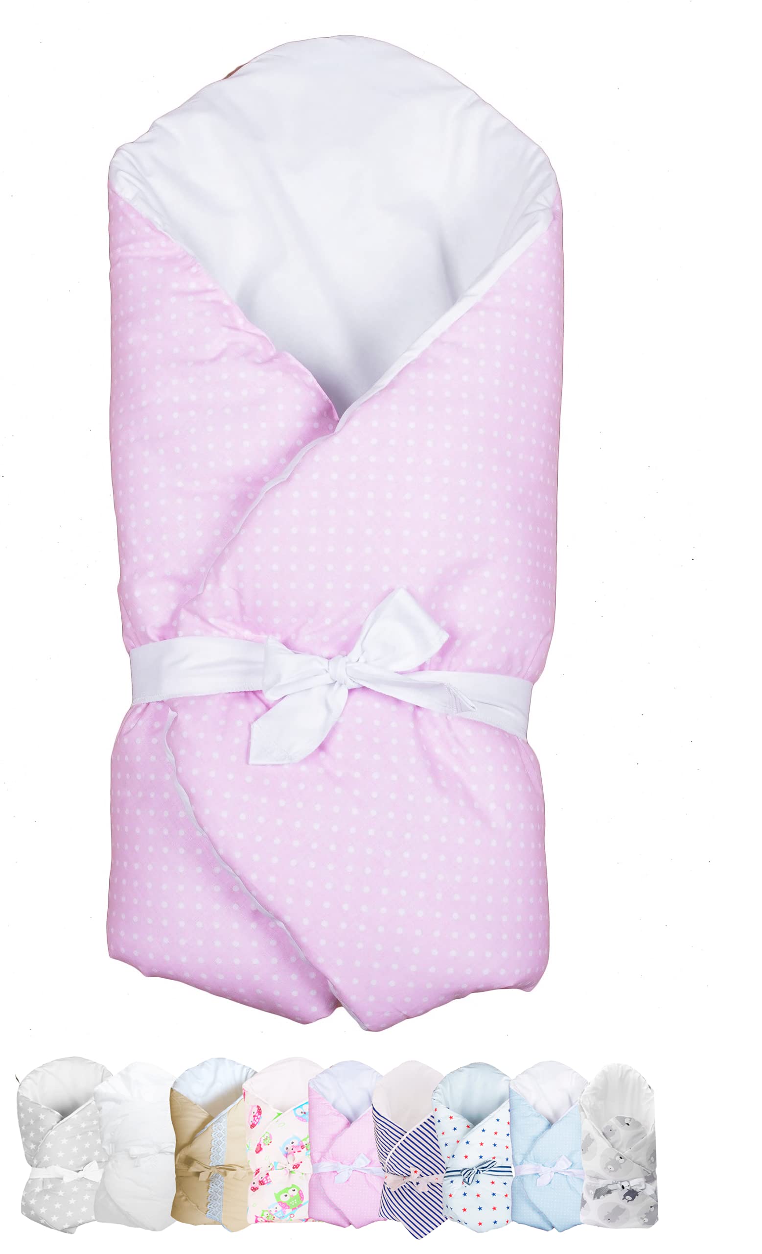 Vizaro - Swaddle Wrap for Newborn - Pure Premium Cotton - Made in EU - OekoTex - Safe for Babies - C. Pink and White
