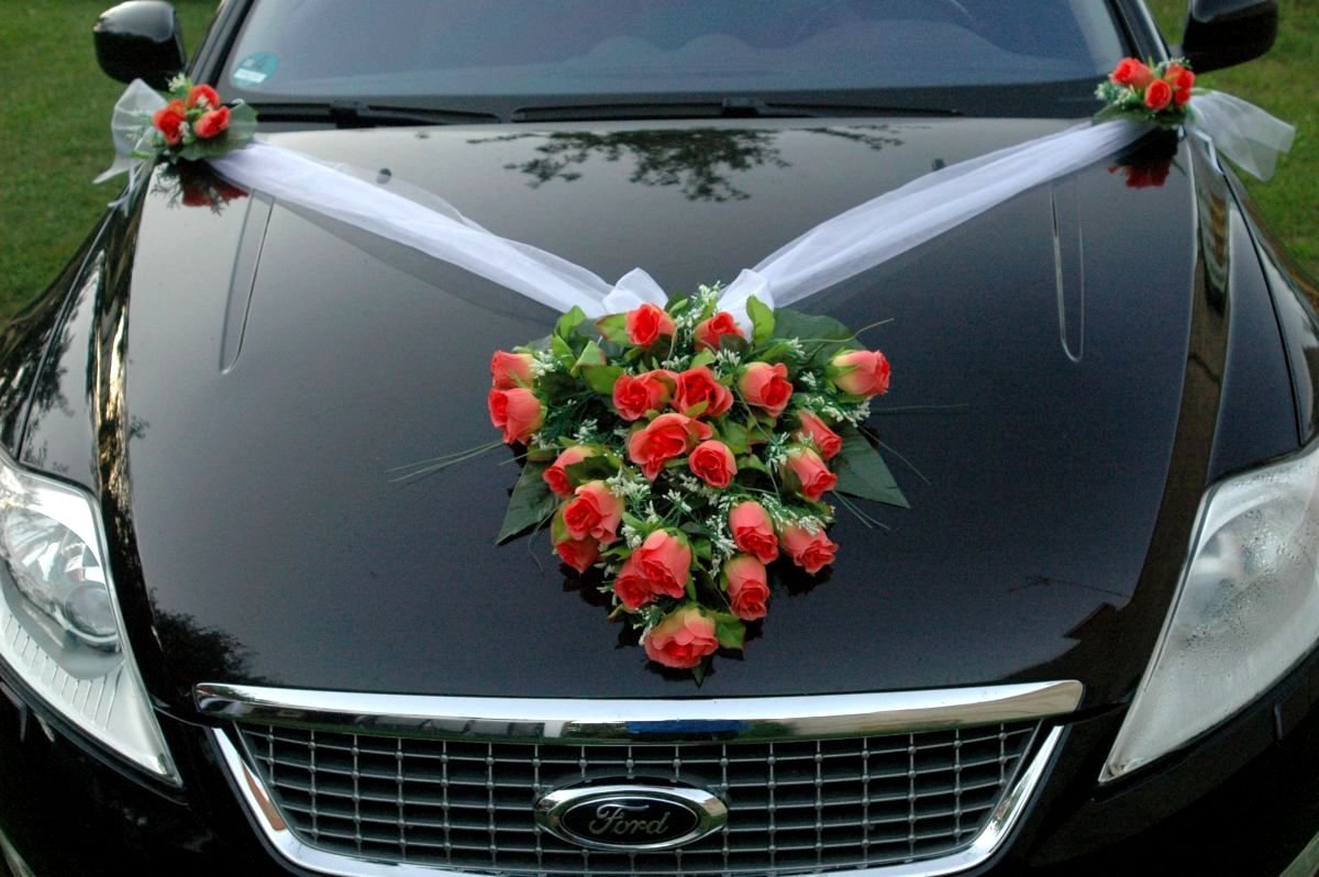 Spitze Strauss car jewellery rose decoration wedding salmon — image 1