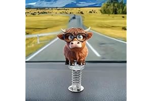 Acrylic car Accessories Spring Rocking Ornament Highland Cow Design