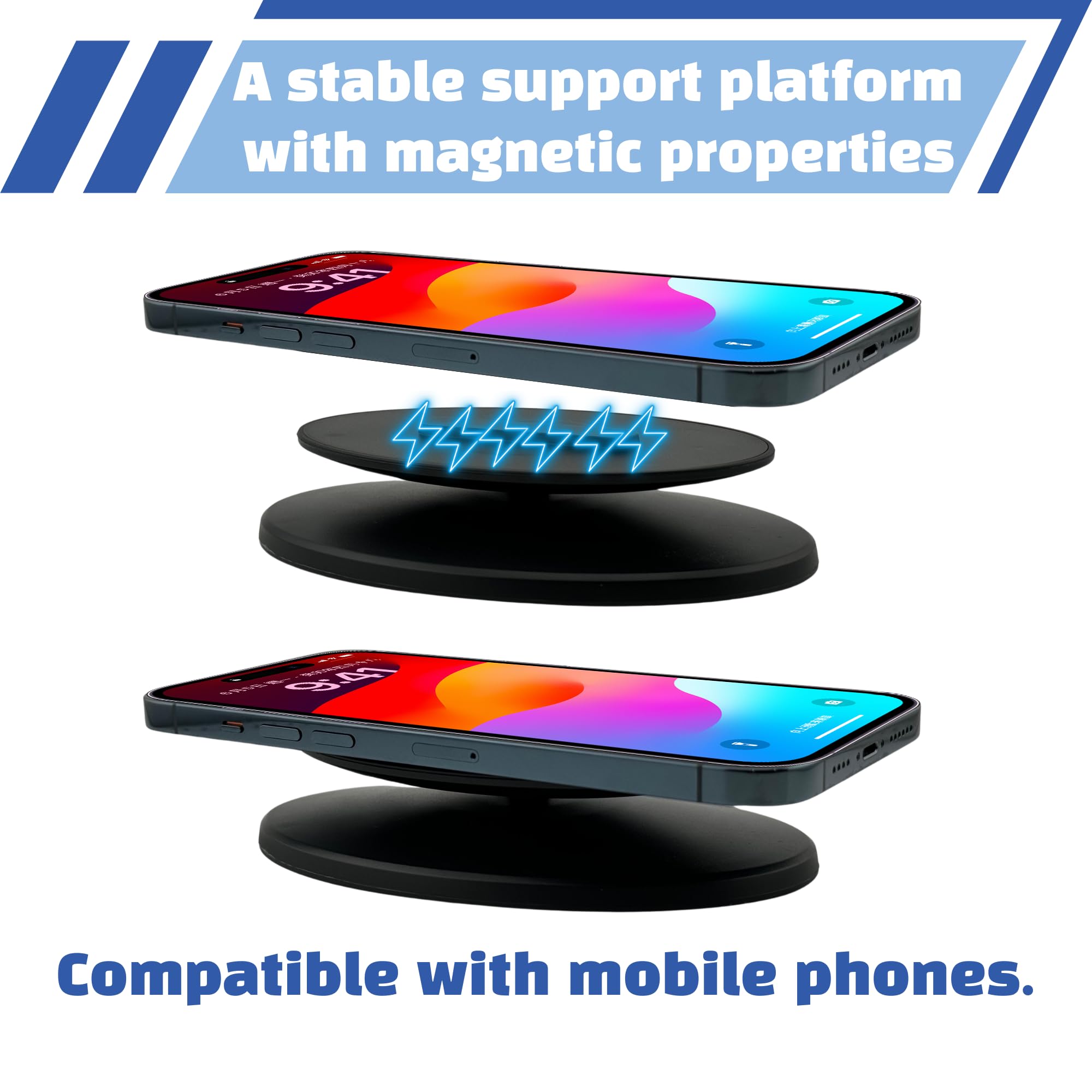 Sintron Smart Display Stand for Show 5 & 8 (1st & 2nd Gen) Adjustable Magnetic Stand Mount for Show 8 & 5 with 360 Degree Rotation Tilt Function & Anti-Slip Base (Black), Compatible with iPhone Models