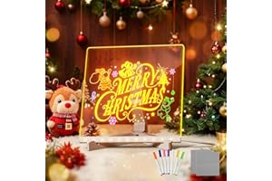 Conatu Acrylic Drawing Board for Kids, Acrylic Dry Erase Board with Light with Stand, Markers & Rags,LED note board with colors,Message Board,Perfect for Bedroom, Holidays,Home (5.9"L x 5.9"W-Single)