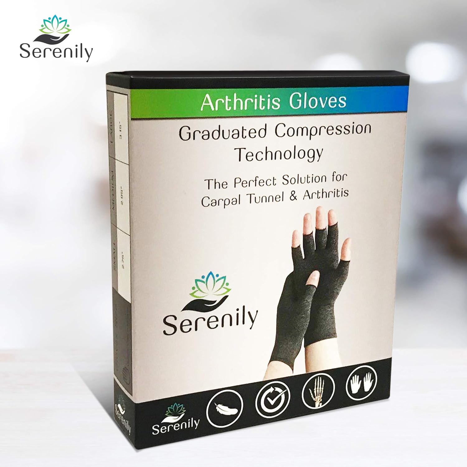 Serenily Arhtritis Gloves - Compression Gloves for Women & Men. Carpal Tunnel Gloves for Raynauds Syndrome, Rheumatoid & Osteoarthritis Pain Relief. Hand Compression Sleeve with Fingerless Design (L): Health & Personal Care