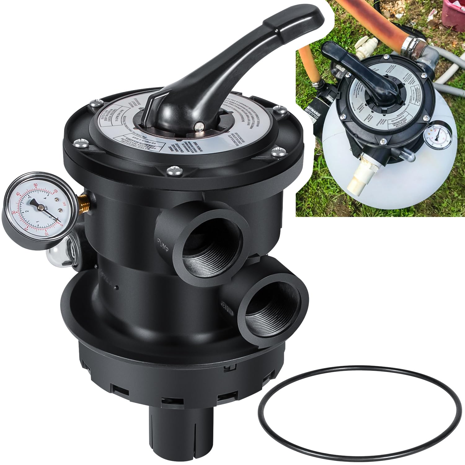 Photo 1 of Replacement for Hayward SP0714T VariFlo Top-Mount Multiport Valve for All Hayward Above-Ground Pro and VL Series Sand Filter 1.5-Inch FIP Plumbing 7-Positions Clamp Style Control Valve Upgraded Black