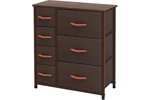 AZL1 Life Concept Vertical Dresser Storage Tower, Steel Frame, Wood Top, Easy Pull Fabric Bins-Organizer Unit for Bedroom, Hallway, Entryway, Closets-7 Drawers, Coffee