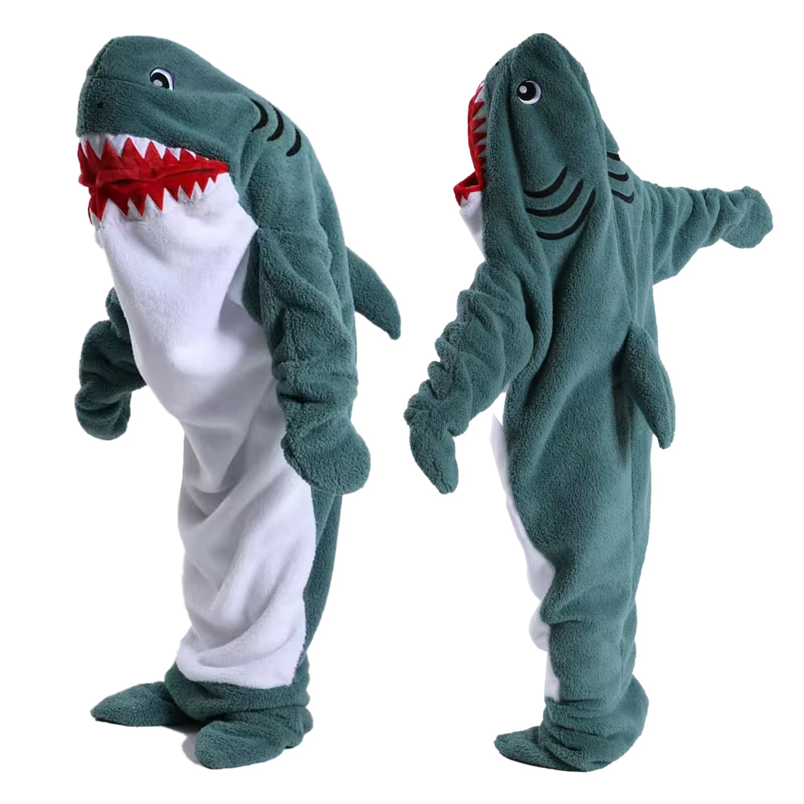 HULG Shark Costume,Shark Blanket,Wearable Shark Sleeping Blanket，Soft and Comfortable Crystal Fleece Hooded Shark Sleeping Bag,Cosplay, carnival costumes