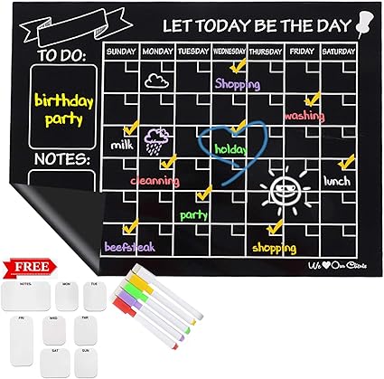 Amazon Ailiya マンスリーブラックマグネットカレンダー 冷蔵庫ホワイトボードカレンダー 大型 消せるマンスリー冷蔵庫プランナー マーカー5本 週ごとのホワイトカレンダー付き 15 3 4インチ 11 4 5インチ 手帳 カレンダー 文房具 オフィス用品