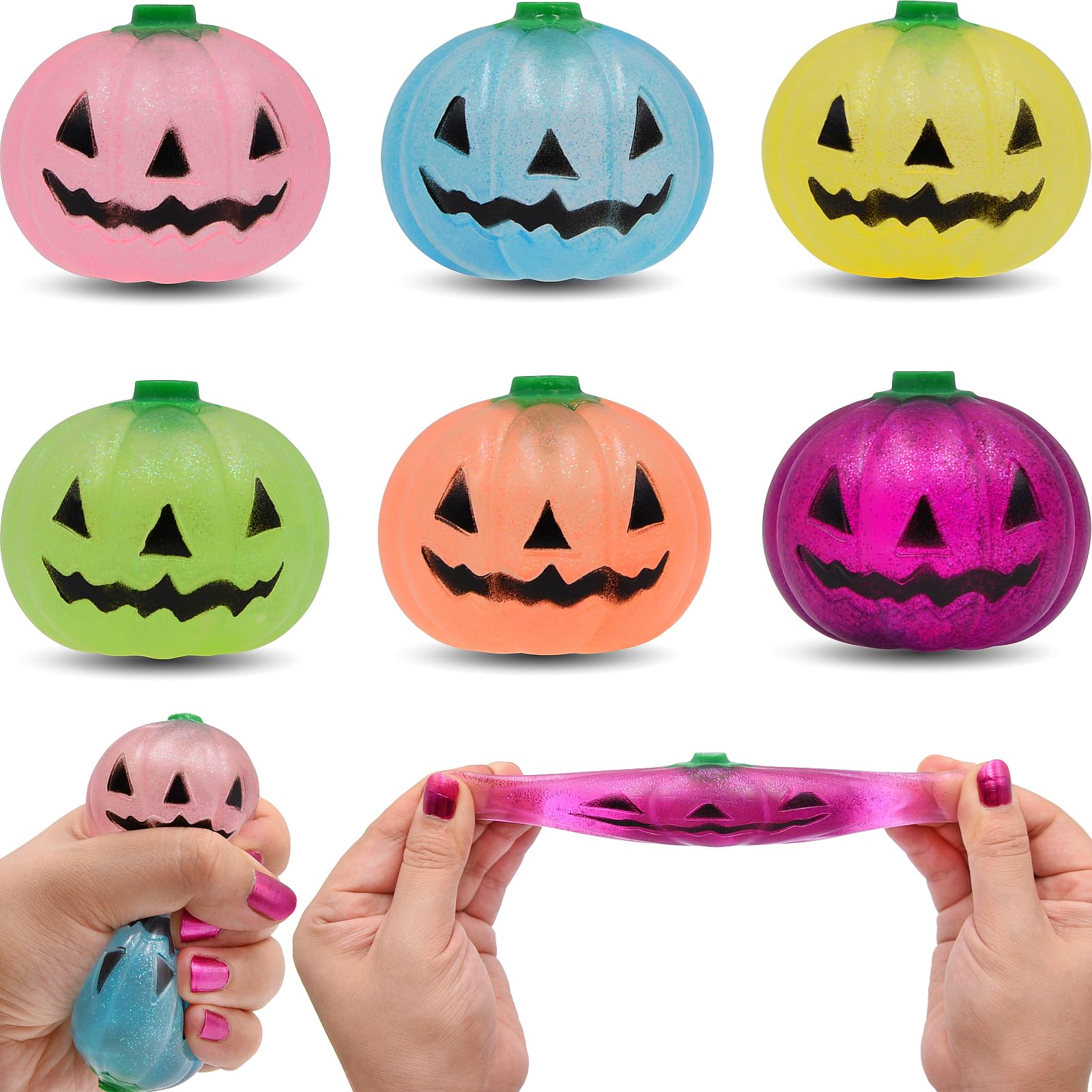 Photo 1 of ***2***Howzcci 6 Pack Halloween Pumpkins Squeeze Squishy Toy Stress Balls Toys for Kids Girls Boys Halloween Goodie Bags Stuffers Party Favors Treat Bag Gifts