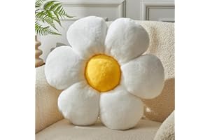 Vdoioe White Flower Pillow，19.6In Floor Pillow Cushion Flower Shaped Throw Pillow Cute Flower Seating Cushion Home Decorative Pillows for Sofa Couch Bed