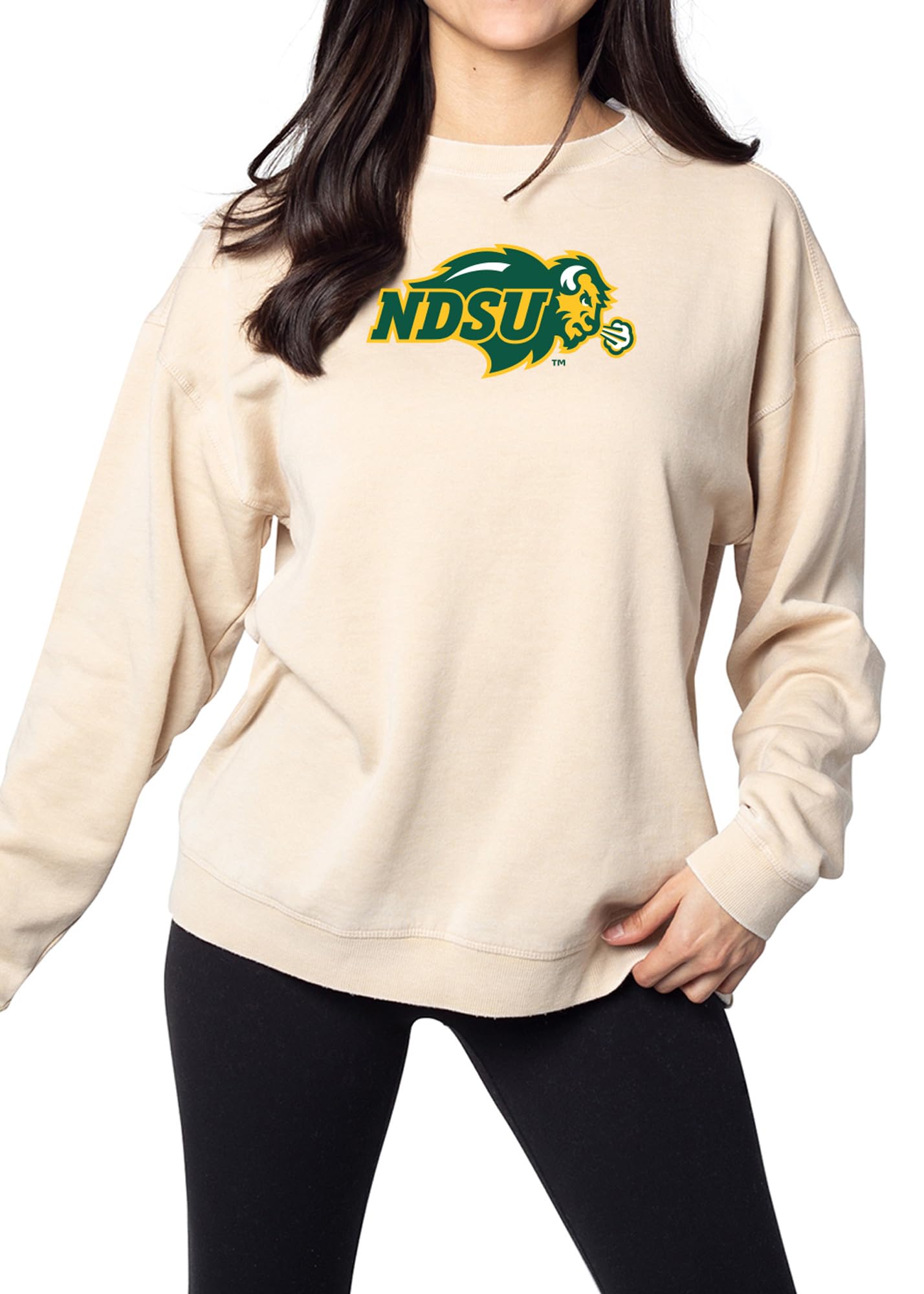 chicka-d Women's Standard Oversized Dropped Shoulder Crewneck Fleece Sweatshirt | NCAA Primary Team Icon Neutral Image chicka-d Women's Standard Oversized Dropped Shoulder Crewneck Fleece Sweatshirt | NCAA Primary Team Icon Neutral Image