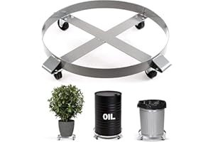 YOSHIKO Drum Dolly 55 Gallon Trash Can Dolly Heavy Duty 1000 Pound Barrel Dolly with Swivel Casters Wheel Steel Frame Dolly Non Tipping Hand Truck Capacity Dollies