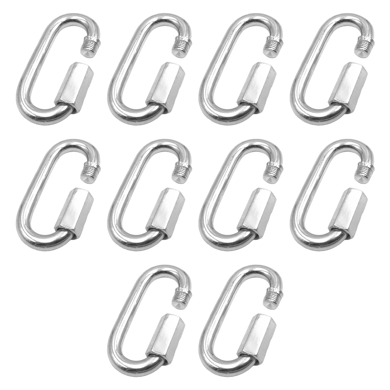 10Pcs Small Stainless Steel Carabiner 304 Stainless Steel Heavy Duty Carabiners M3.5 Locking Carabiners Quick Chain Link Key Ring Clips with Screw for Camping Hiking Swing Hammock