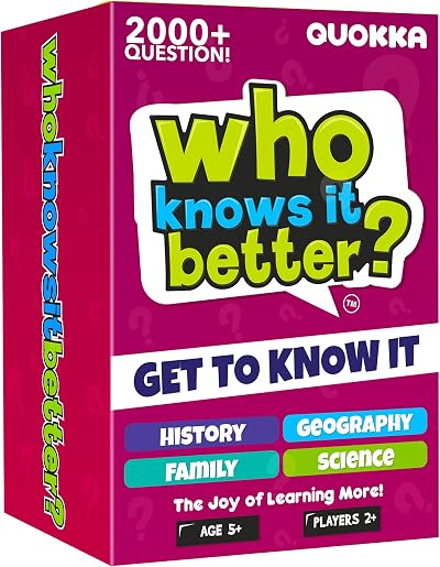 QUOKKA Card Games For Kids 4 SET Who Knows Me Better History Geography Science