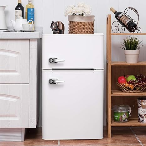 3 2 Cu Ft Compact Refrigerator With Handle Mini Fridge Chiller And Freezer Compartment With Removable Glass Shelves Small Drink Food Storage Machine For Office Dorm Apartment Bedroom Ivory White Amazon In Home