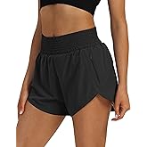 SAFWAK Women's High Waist Athletic Shorts Quick Dry Sporty Workout Running Shorts for Women with Zipper Pocket