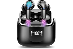 ORDTOP Wireless Earbud, Bluetooth Headphones 5.3 NEW 40H Ear Buds Bass Stereo Earphones Noise Cancelling Earbud with 4 ENC Mic in-Ear Bluetooth Earbud USB-C LED Display IP7 Waterproof Sport for Android iOS