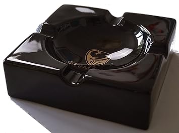 GERMANUS Großer Zigarrenascher 'Monument II' Schwarz Gold, 22 x 22 x 6,5 cm