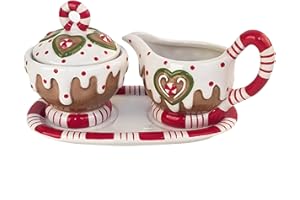 BLUE SKY CLAYWORKS Blue Sky Claworks 20392 Gingerbread Creamer and Sugar with Tray