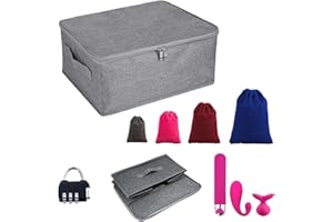 Lockable Adult Game Toy Storage Organizer 15.8x11.8x8.3in（40x30x21cm）with Lock & 4 Drawstring Bags Large capacity
