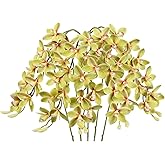 IPOPU 5 Pcs Real Touch Orchids Flowers Green Latex Artificial Orchid Stems for Wedding Party DIY Bridal Bouquet Table Centerpiece Arrangement Office Home Decor