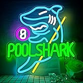 Pool Shark Neon Sign for Wall Decor Dimmable Billiards Neon Sign for Game Room Billiard Room Neon Light Decor for Bar Pub Club Man Cave Decoration Birthday Gift
