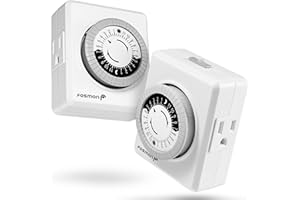 Fosmon Indoor 24 Hour Mechanical Outlet Timer [ETL Listed], Programmable Plug-in Timer with 2-Outlet for Lamp, Christmas Stri