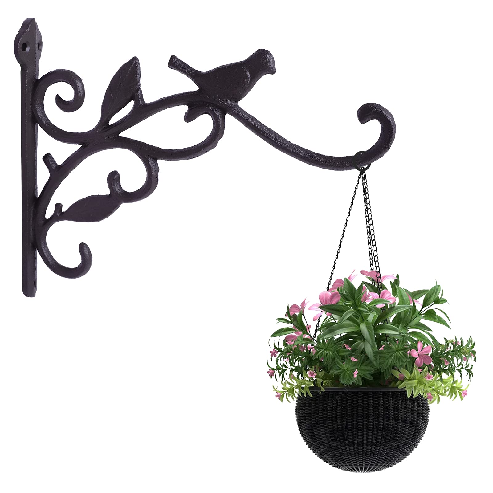 Photo 1 of DEWEL Iron Hanging Plant Hook Rust Resistant Wall Decorative Bracket?Hanging Basket Hanger Hook for Flower Pots Bird Feeder Wall Hanging Hook for Outdoor Lantern Planters Wind Chimes Home Décor