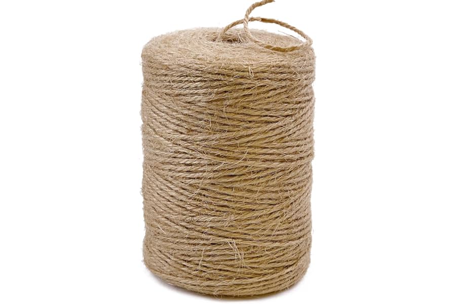 PerkHomy Natural Jute Twine 600 Feet Long Twine String for Crafts Gift Wrapping Packing Gardening Crochet Knitting Macrame Decor (Brown 2mm * 600feet)