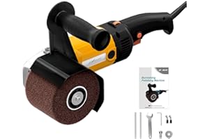 GEVEELIFE Surface Conditioning Tool 1400W, Burnishing Polishing Machine with 8 Variable Speed, Electric Handheld Stainless Steel Polisher Set, Metal Burnishing Machine Kit with Burnishing Wheel, Yellow
