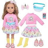 Ecore Fun 18 Inch Girl Doll with Clothes &amp; Accessories Set | 18" Doll with Brown Hair, Outfit &amp; Shoes, Bag, Hair Clip, Phone, Pretend Play, Gift Box, Ages 3+, Doll Included