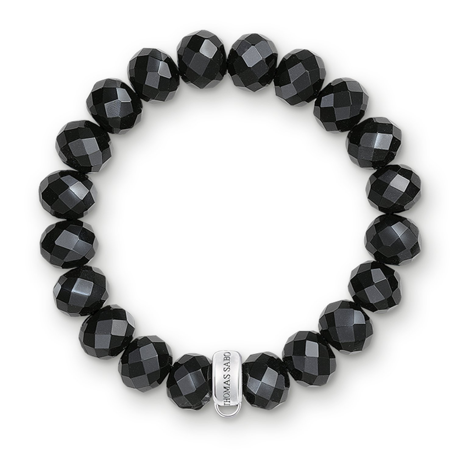 Thomas Sabo Women-Charm Bracelet Charm Club 925 Sterling Silver Nylon Obsidian black Length 15.5 cm X0035-023-11-M