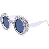 ICARA Rhinestones Oversize Sunglasses Women Diamond Round Sunglasses for Women Outdoor Goggles Female