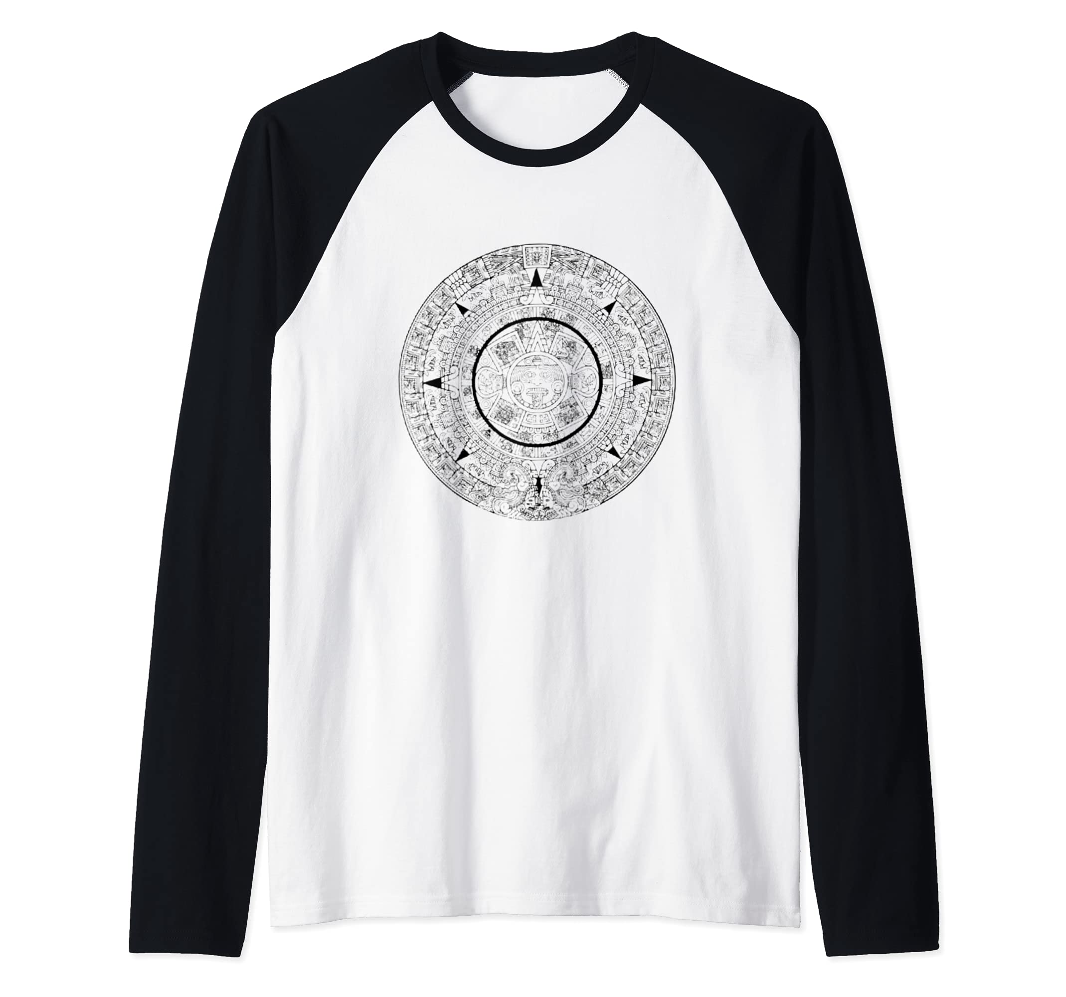 Aztec Calendar Ancient History Raglan Baseball Tee