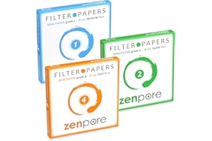 Filter Paper 15 cm Lab Qualitative Filter Paper for Chemistry, Standard Grades 1, 2, 4 - ZENPORE Fast, Medium, Slow Flow 150 mm (Bundle of 3 x 100 Discs)